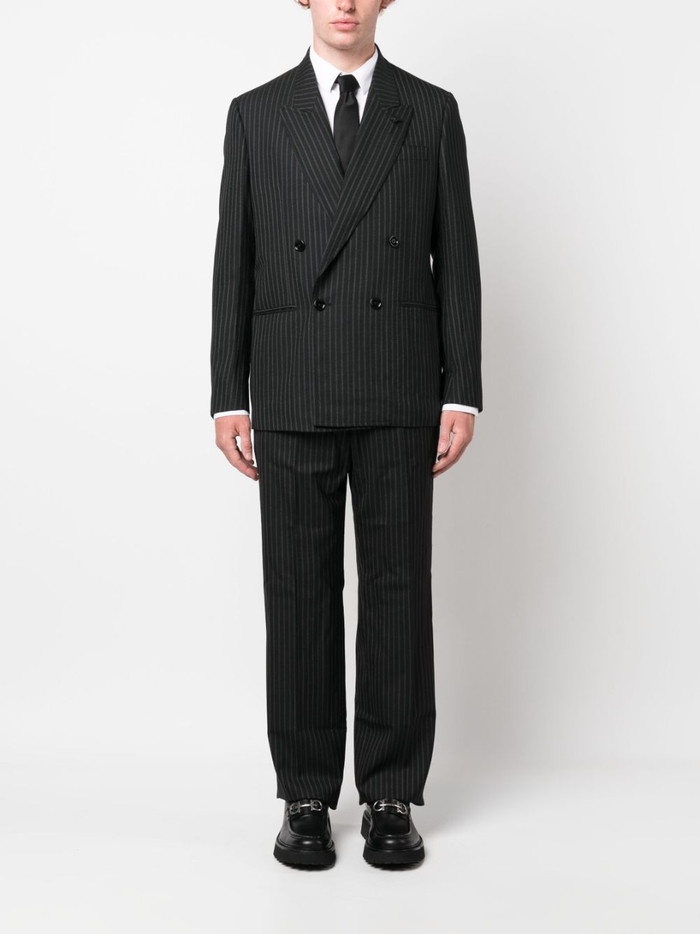 Lardini pinstriped double-breasted blazer - Zwart