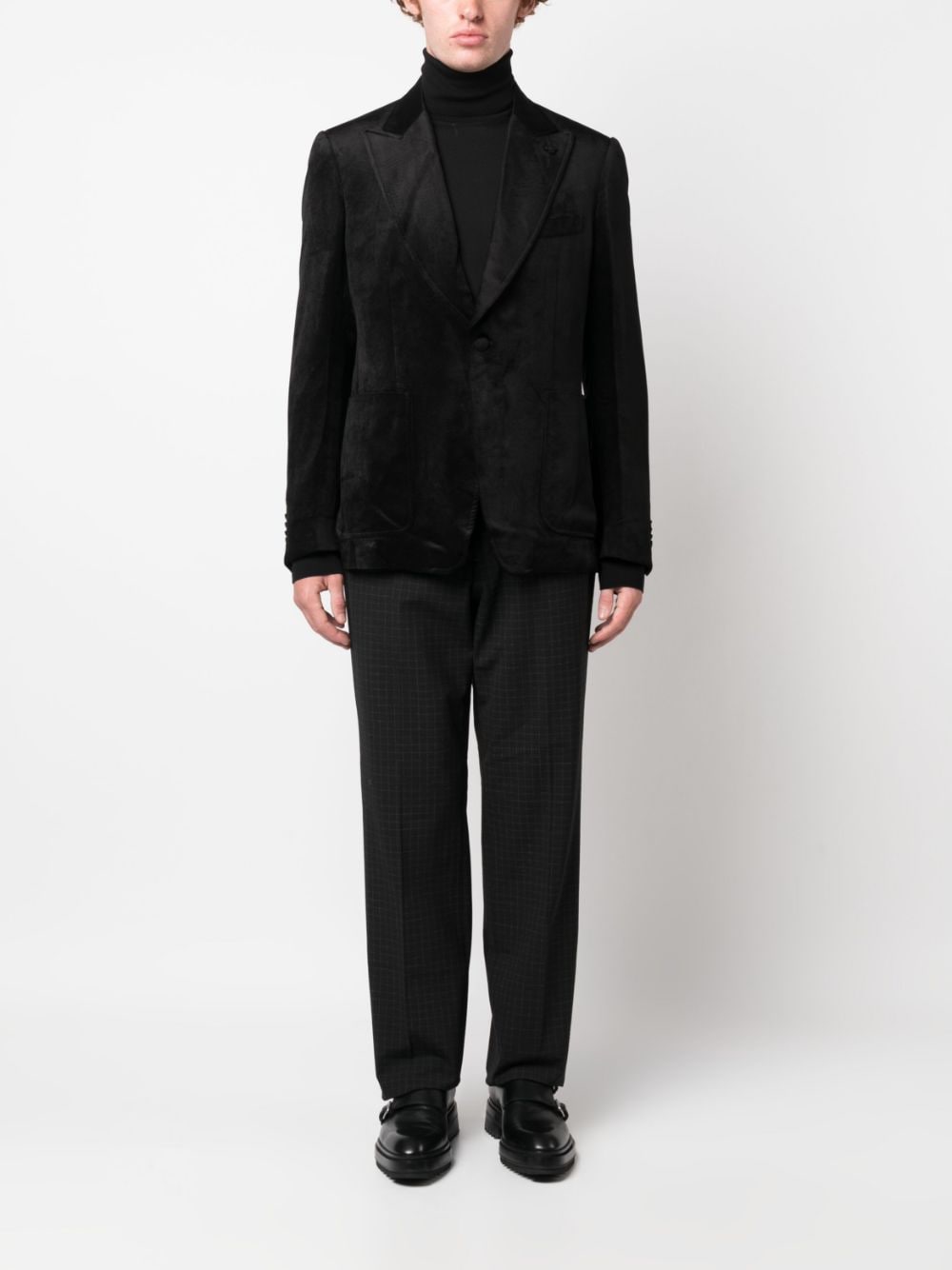 Shop Lardini Peak-lapels Single-breasted Blazer In Black