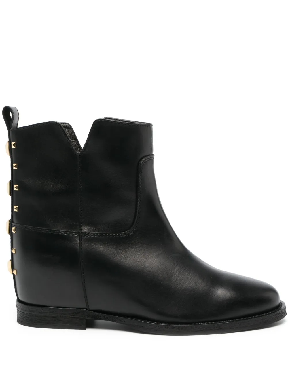 Via Roma 15 Rockstud-detailing leather ankle boots – Black