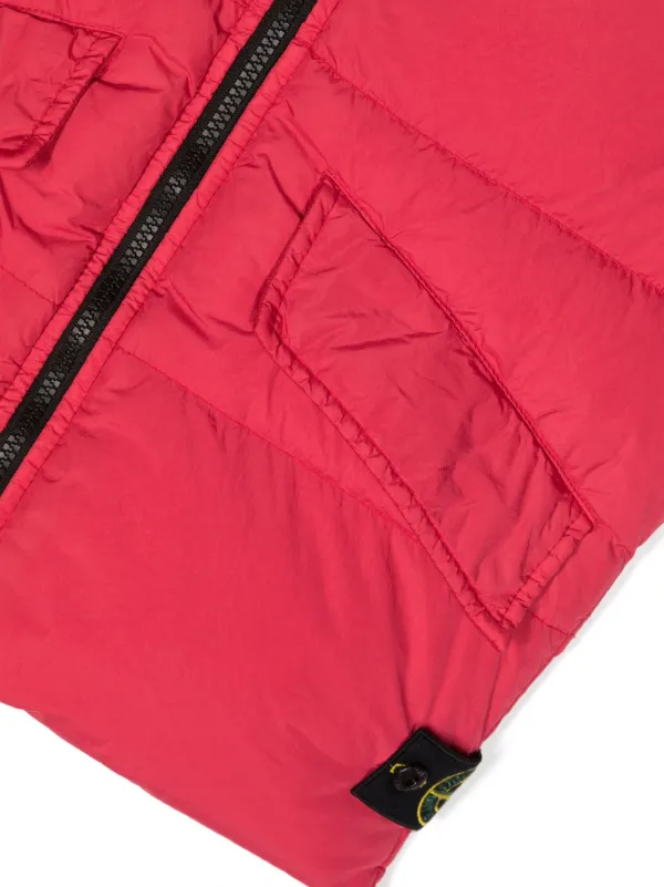 Stone Island Junior Gefütterte Weste Mit Kompass-Patch Rot