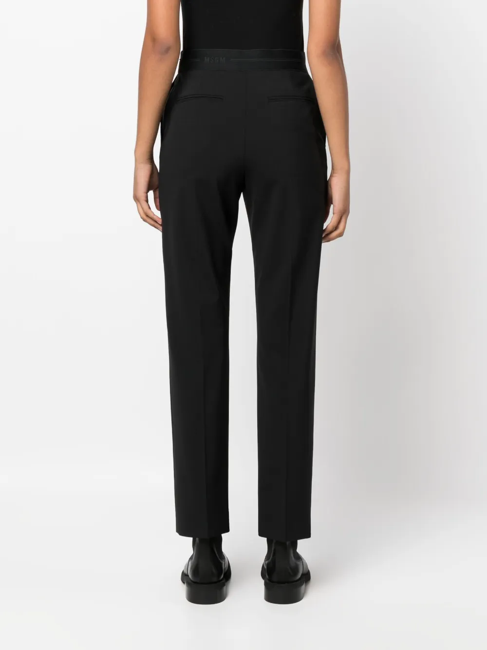 MSGM logo-waistband Tapered Trousers | Black | FARFETCH PL