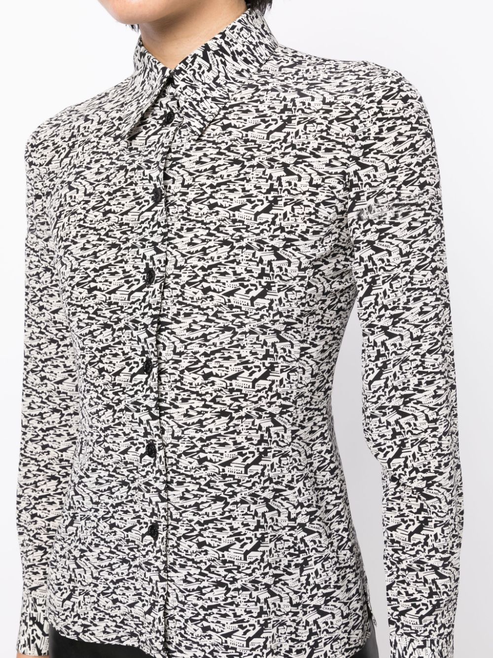 CHANEL 2003 city-print silk shirt Women