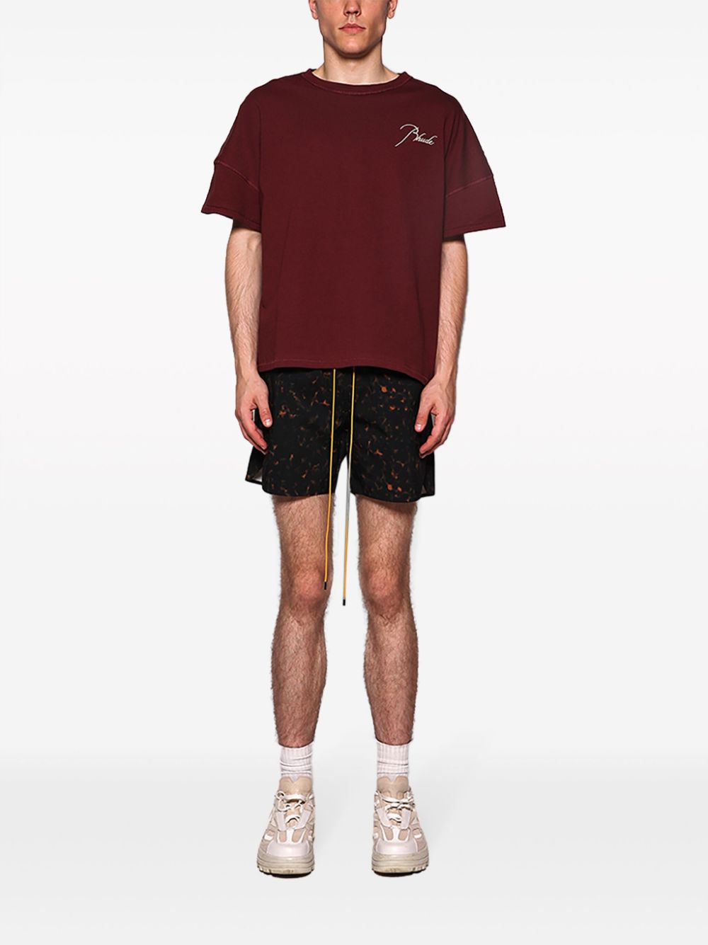 Rhude Reverse logo-embroidered cotton T-shirt - Rood