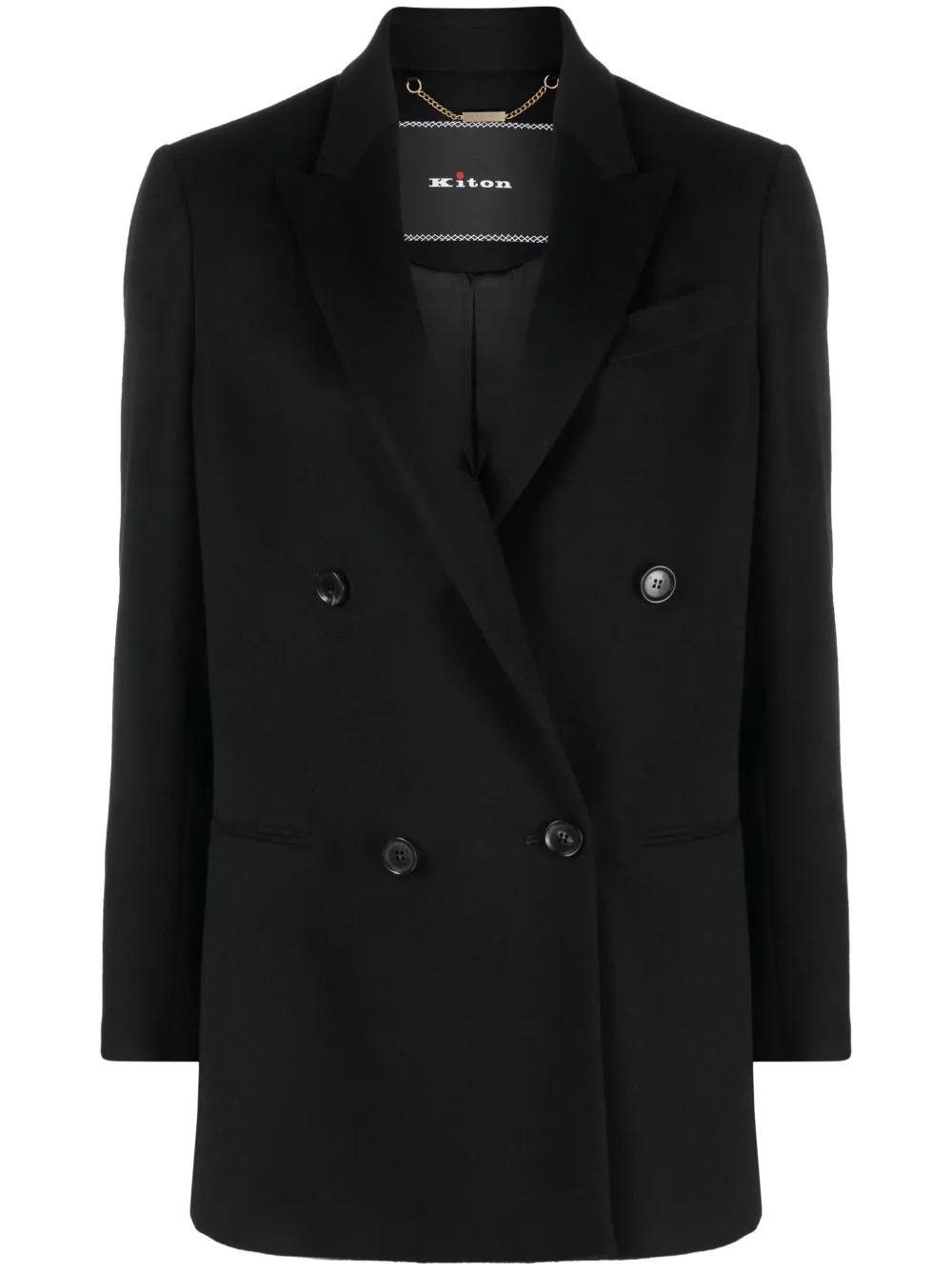 Shop Kiton Decorative-stitch Cashmere Blazer In Schwarz