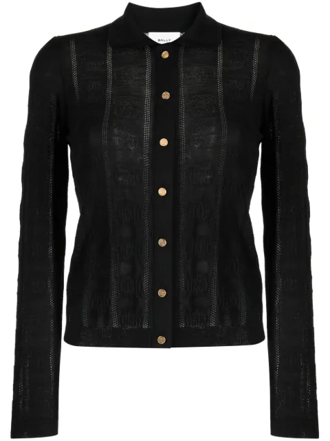Bally monogram-jacquard wool cardigan