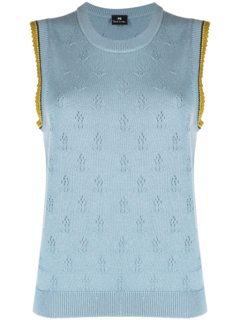 PS Paul Smith crew-neck sleeveless knitted top