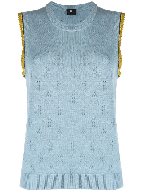 PS Paul Smith crew-neck sleeveless knitted top