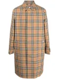 Burberry check-pattern cotton trench coat - Brown