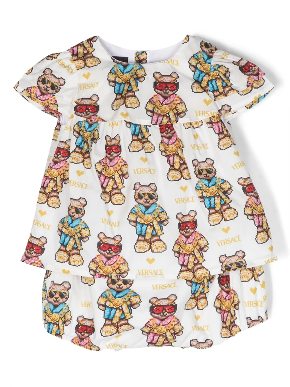 Versace Kids ensemble robe-short Pixel Teddy - Blanc Top Merken Winkel