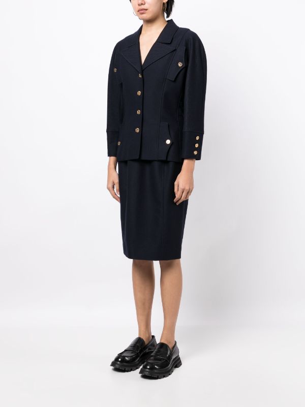 Chanel Pre-owned 1990-2000’s Single-Breasted Skirt Suit - Blue