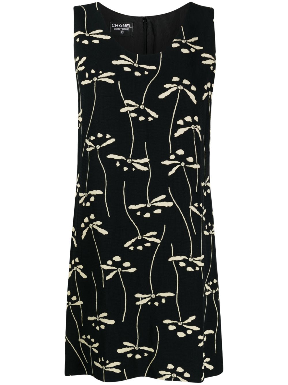 CHANEL Pre-Owned 1990-2000s floral-print shift dress - Black