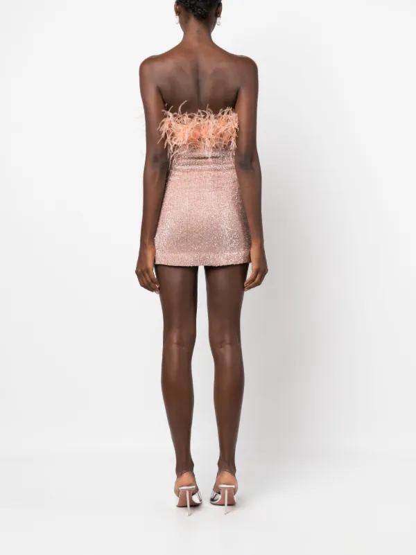 Retrofete feather detail Mini Dress Pink FARFETCH AZ
