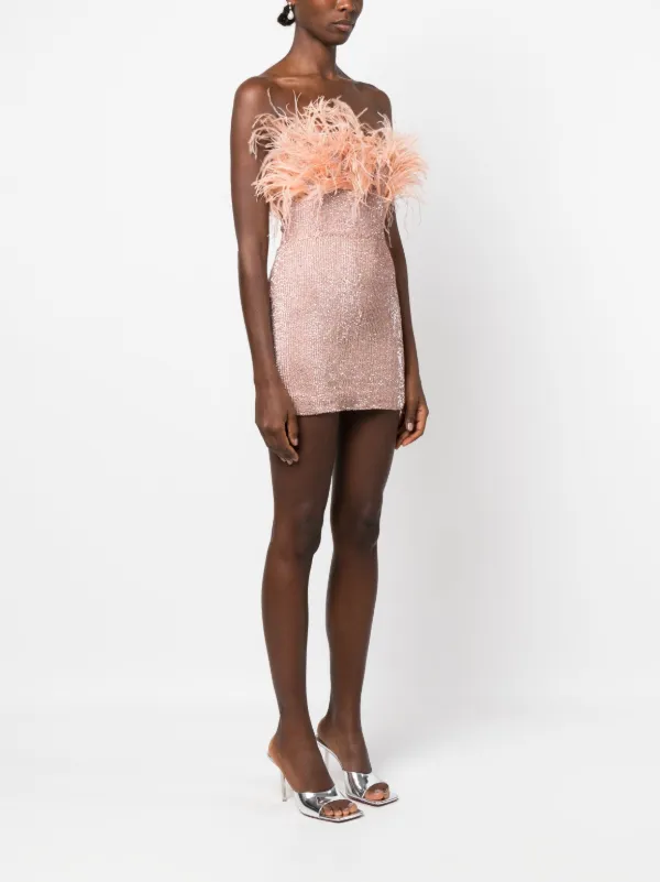 Retrofete feather detail Mini Dress Farfetch
