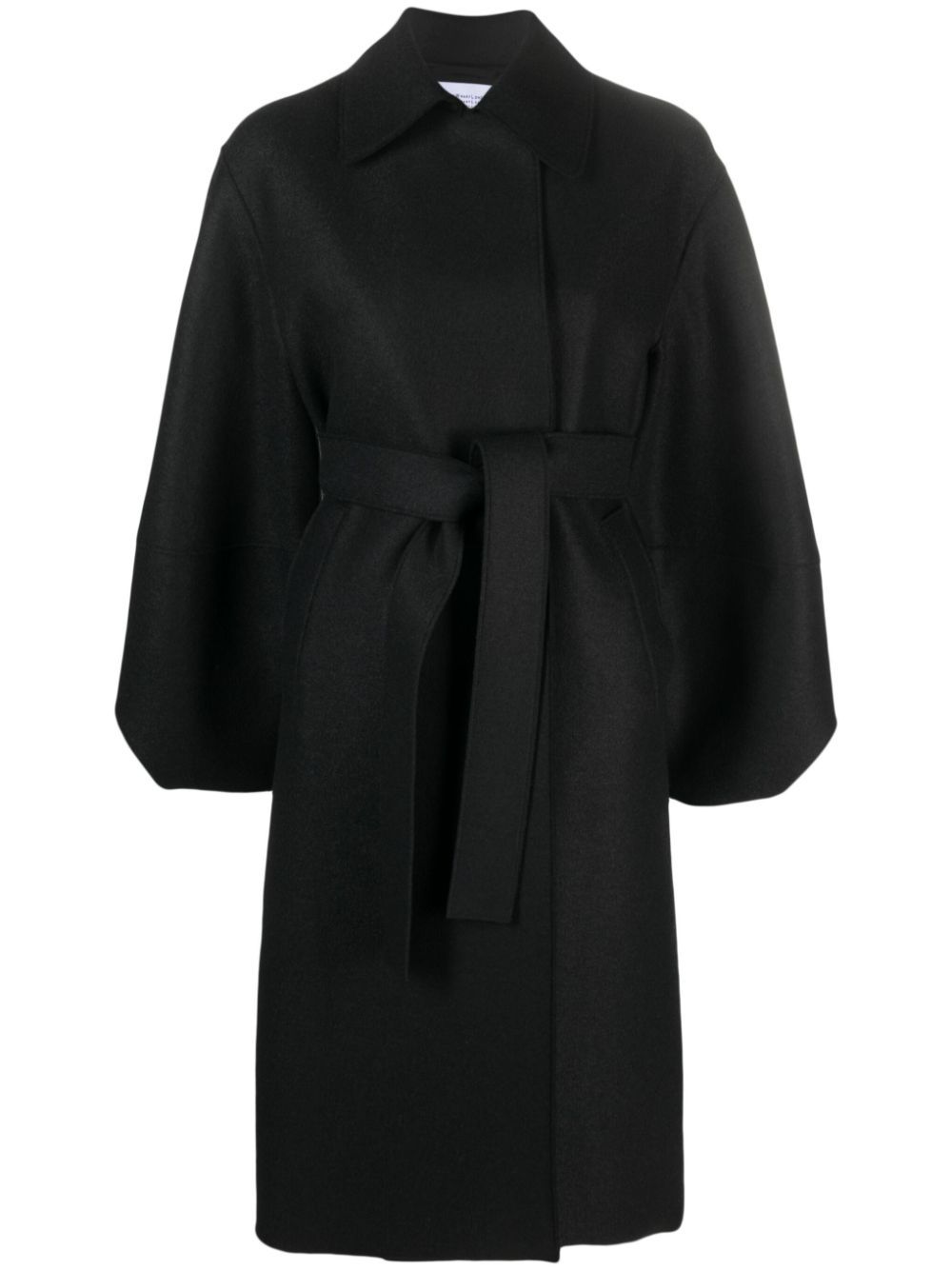 Shop Harris Wharf London Tied-waist Virgin-wool Coat In Black