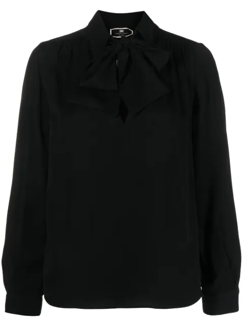 Elisabetta Franchi logo-embroidered scarf-neck blouse