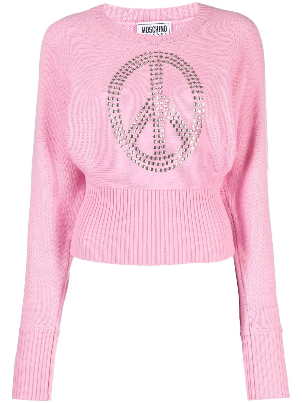 rhinestone-embellished fine-knit jumper