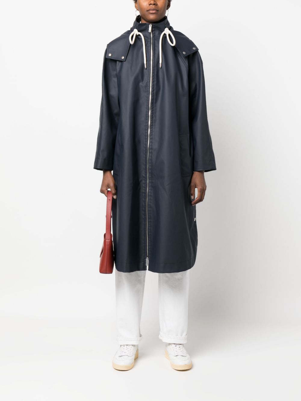 Emporio Armani Coordinates logo-print hooded rain coat - Blauw