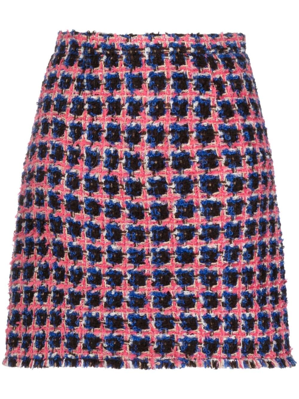 Shop Etro High-waisted Bouclé Miniskirt In Blue