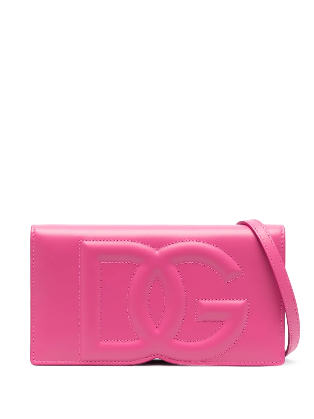 DOLCE & GABBANA LOGO-EMBOSSED LEATHER CROSSBODY BAG