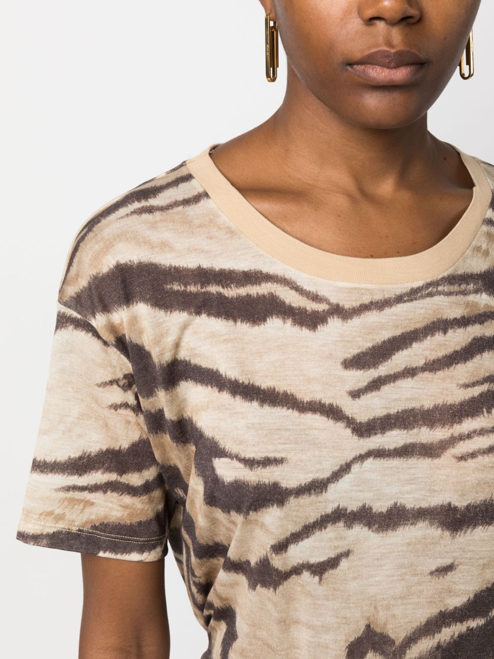 Shop Baserange Tiger-print Short-sleeve T-shirt In Brown