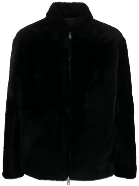 Prada triangle-logo shearling jacket