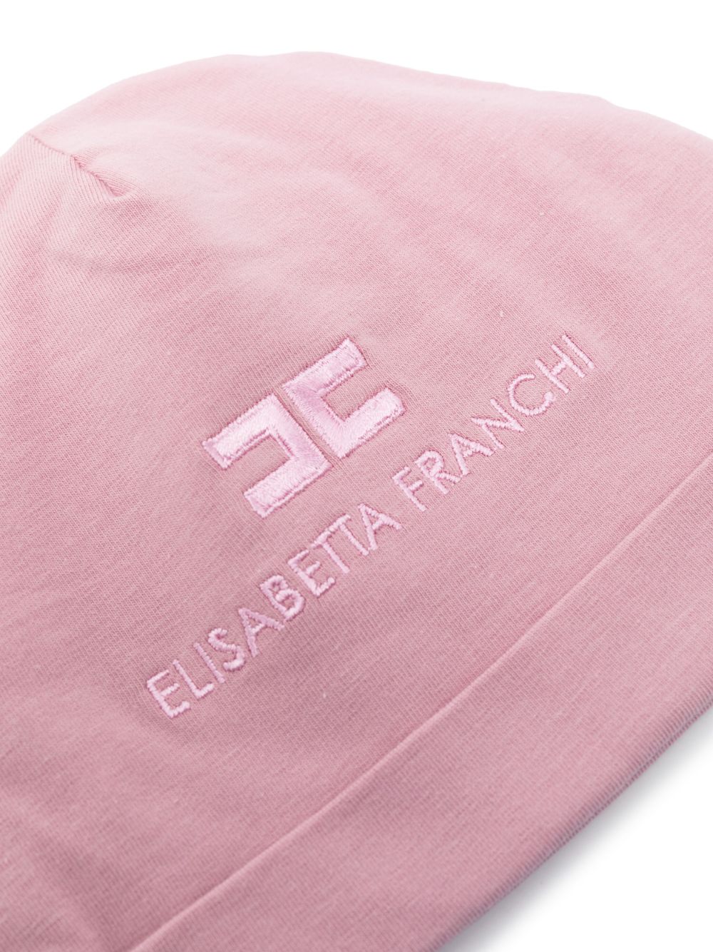 Elisabetta Franchi La Mia Bambina logo-embroidered stretch-cotton beanie - Roze