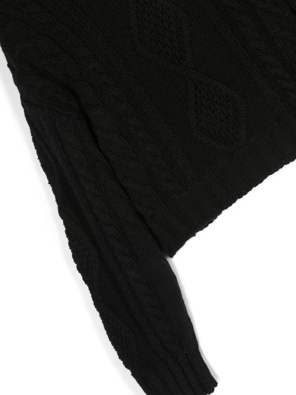  Msgm Kids Pull En Maille Torsadée à Patch Logo - Noir 