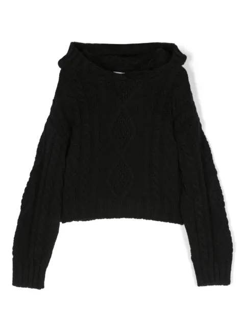 MSGM Kids logo-patch cable-knit jumper