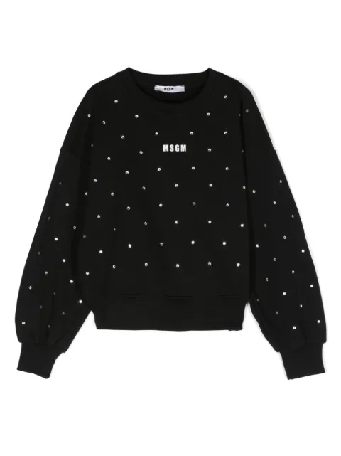 MSGM Kids crystal-embellished cotton sweatshirt