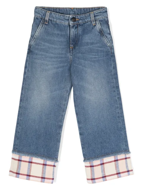 Palm Angels Kids check pattern-trim jeans