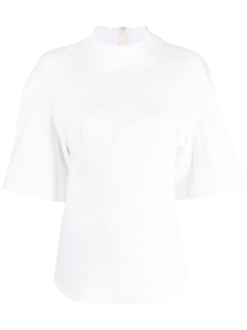 ALESSANDRO VIGILANTE funnel-neck short-sleeve blouse - White