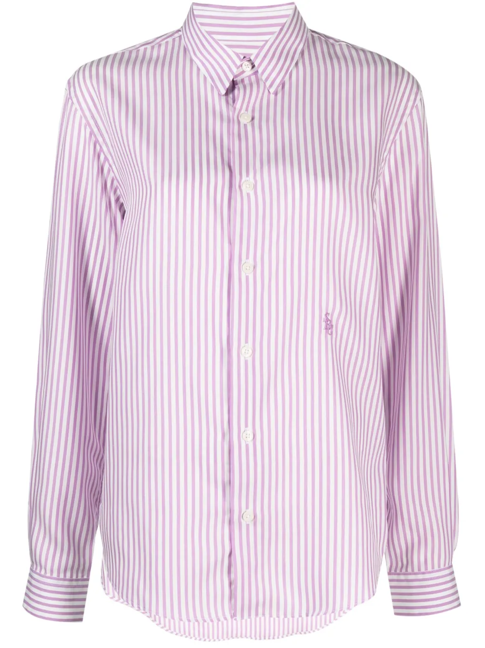 Sporty And Rich Logo-embroidered Striped Shirt In Purple