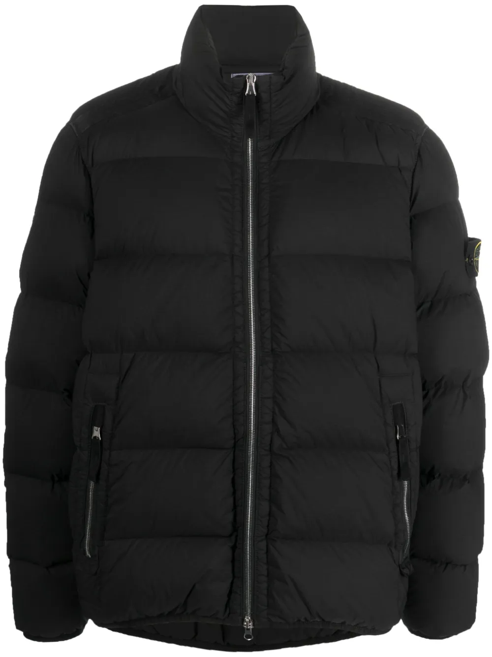 Stone Island Compass-patch Padded Down Jacket In Black