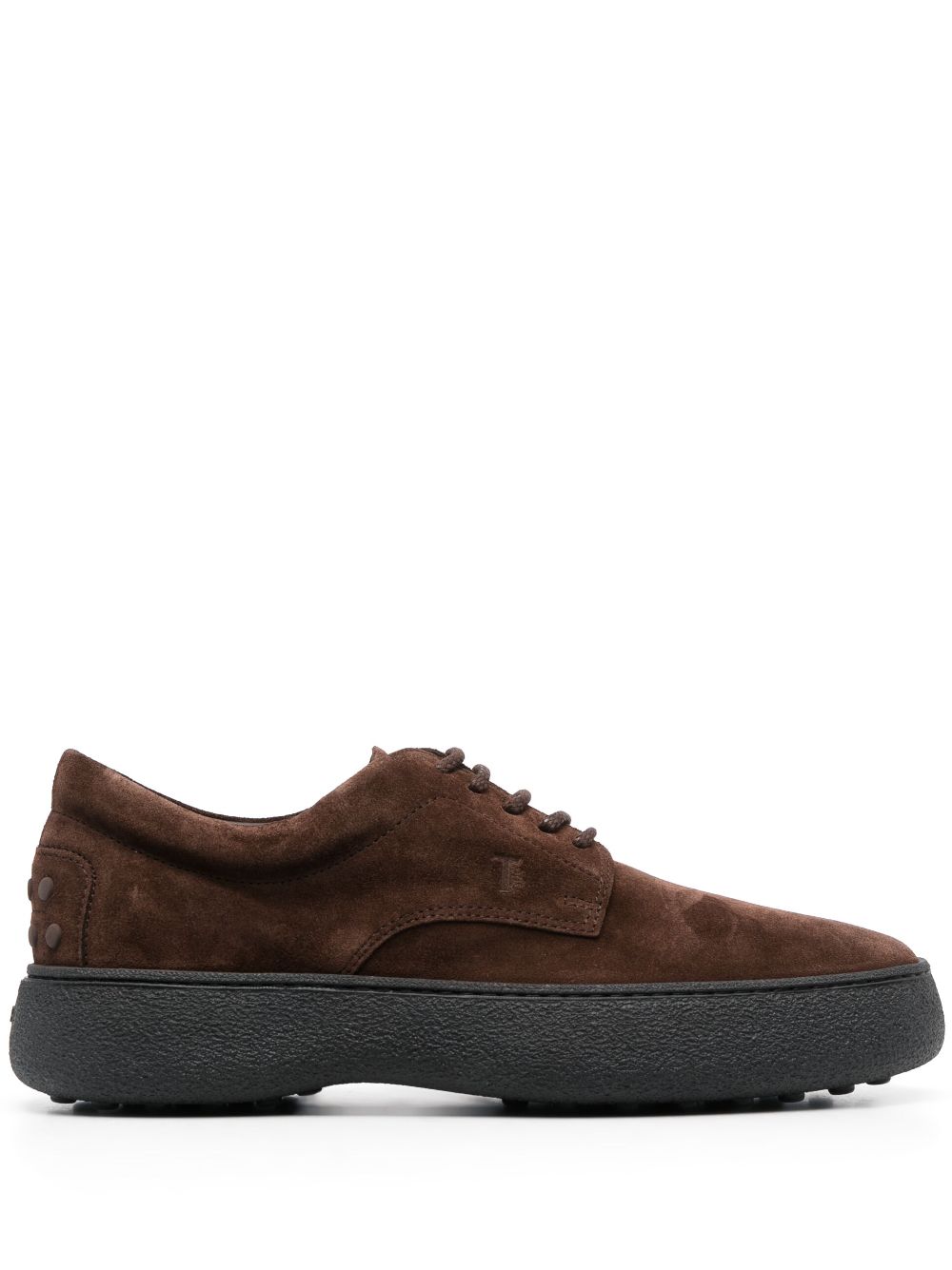 Tod's logo-embroidered suede derby shoes - Brown