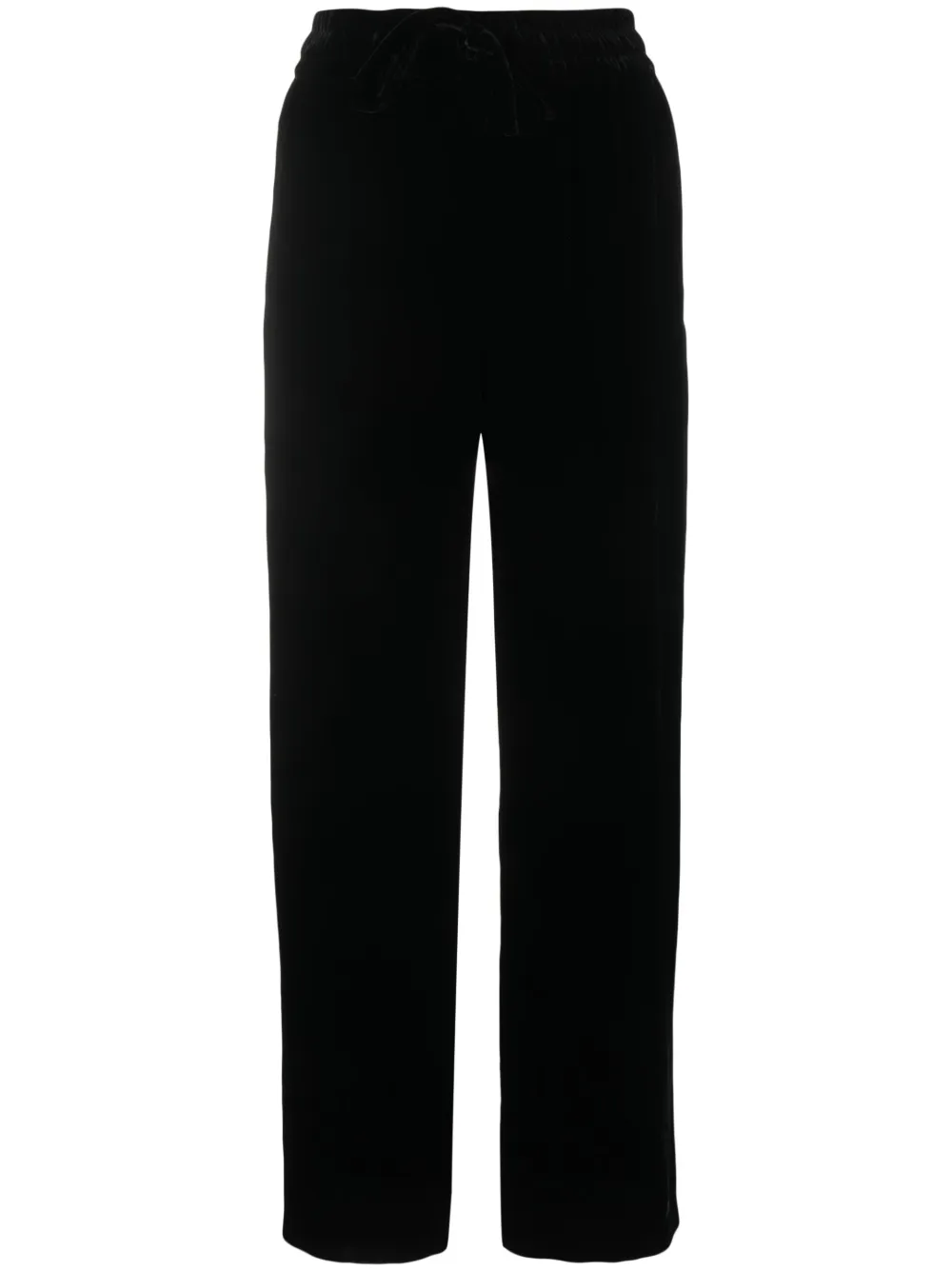 THE ROSE IBIZA drawstring silk velvet trousers | Black | Image 1