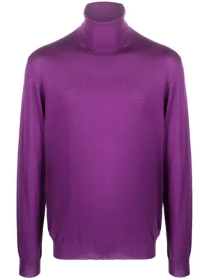 Mens purple roll neck on sale jumper