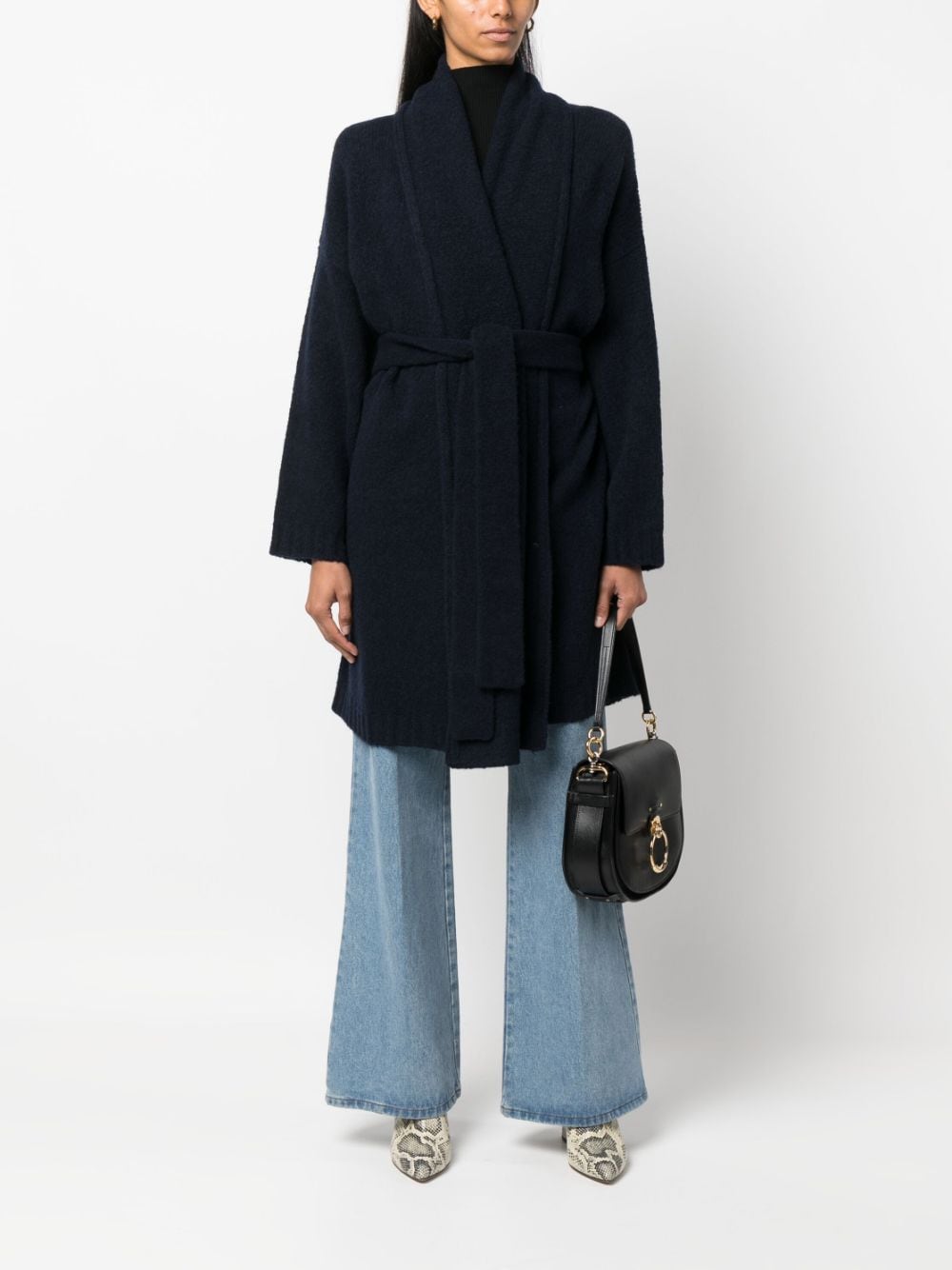 Shop Gentry Portofino Tied-waist Knitted Coat In Blau