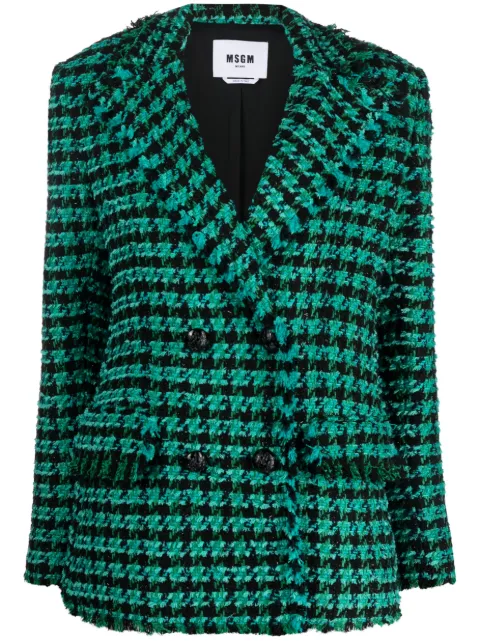 MSGM tweed houndstooth double-breasted jacket