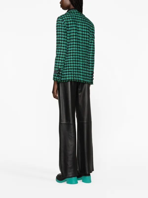【送料&関税込】MSGM Houndstooth Tweed Jacket MSGM Tweed Houndstooth double-breasted Jacket | Green
