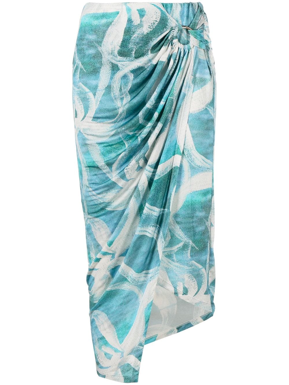 Shop Louisa Ballou Asymmetric Midi Skirt In Blue