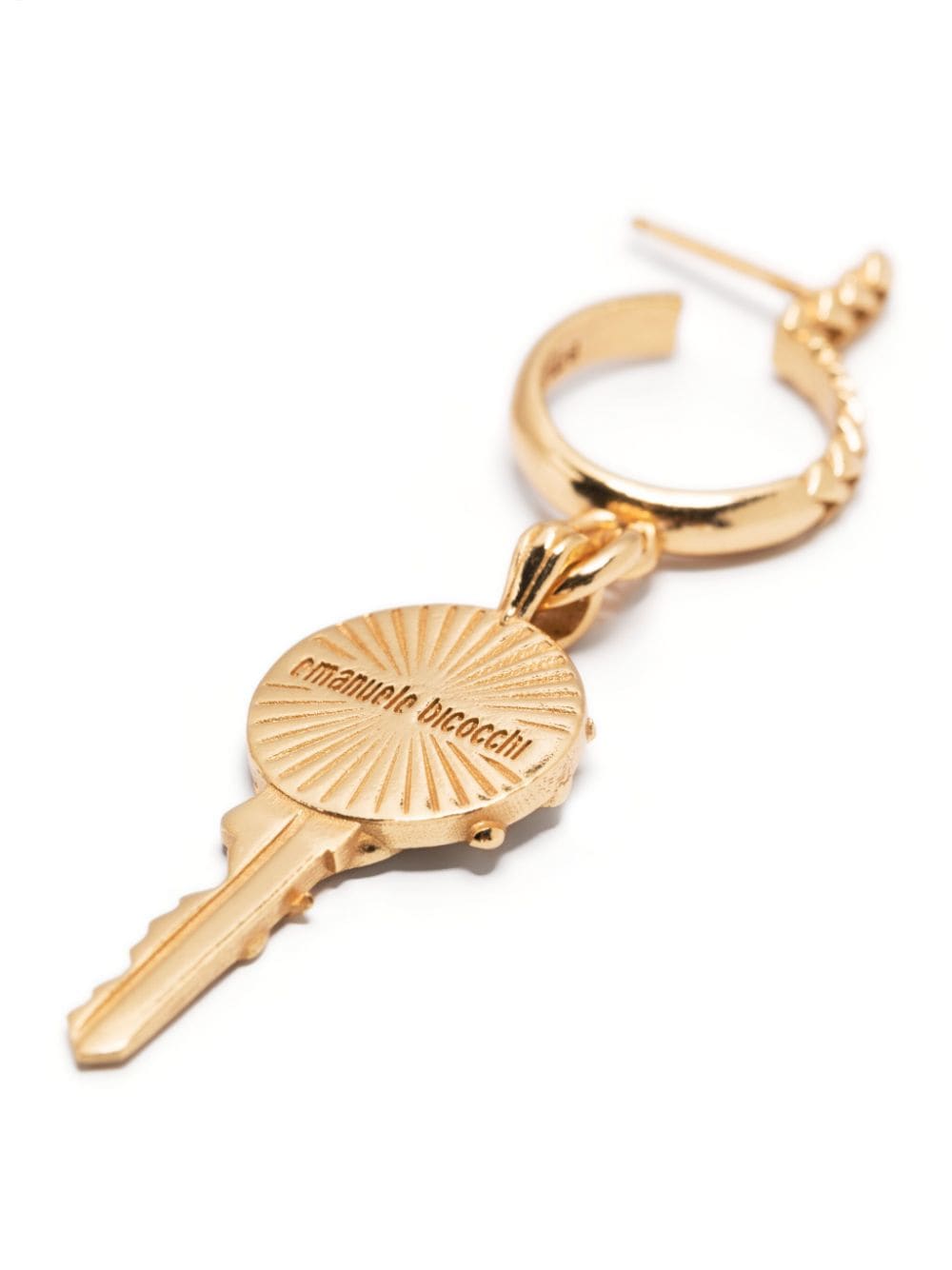 Shop Emanuele Bicocchi Engraved Key-charm Earring In Gold