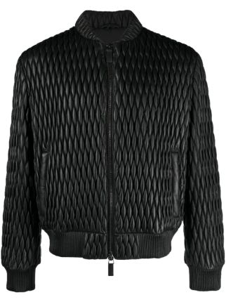 Emporio Armani Quilted Leather Bomber Jacket Farfetch