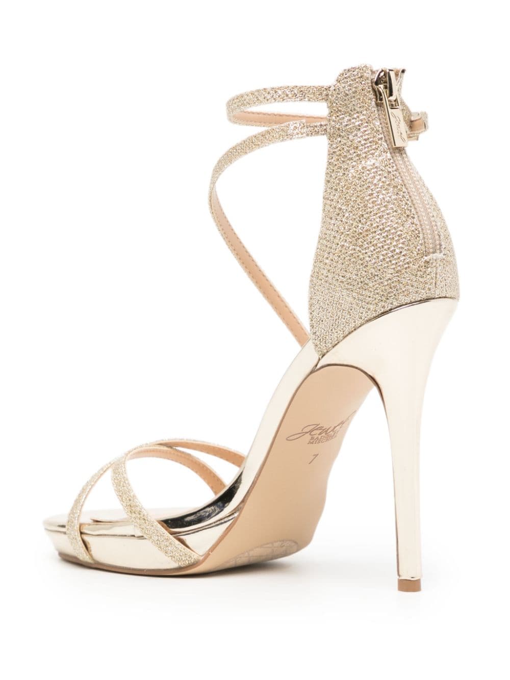 Shop Badgley Mischka Galen 95mm Glittery Platform Sandals In Gold