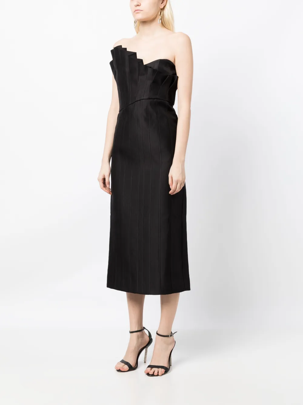 Shop Acler Davies Asymmetric Midi Dress In Black