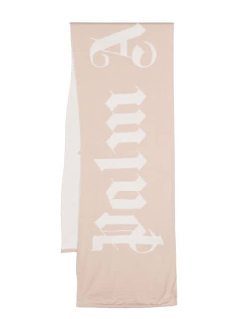 Palm Angels logo-jacquard wool-blend scarf 