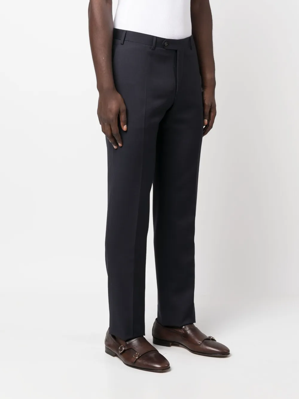 Canali Tapered Chino Trousers In Blue