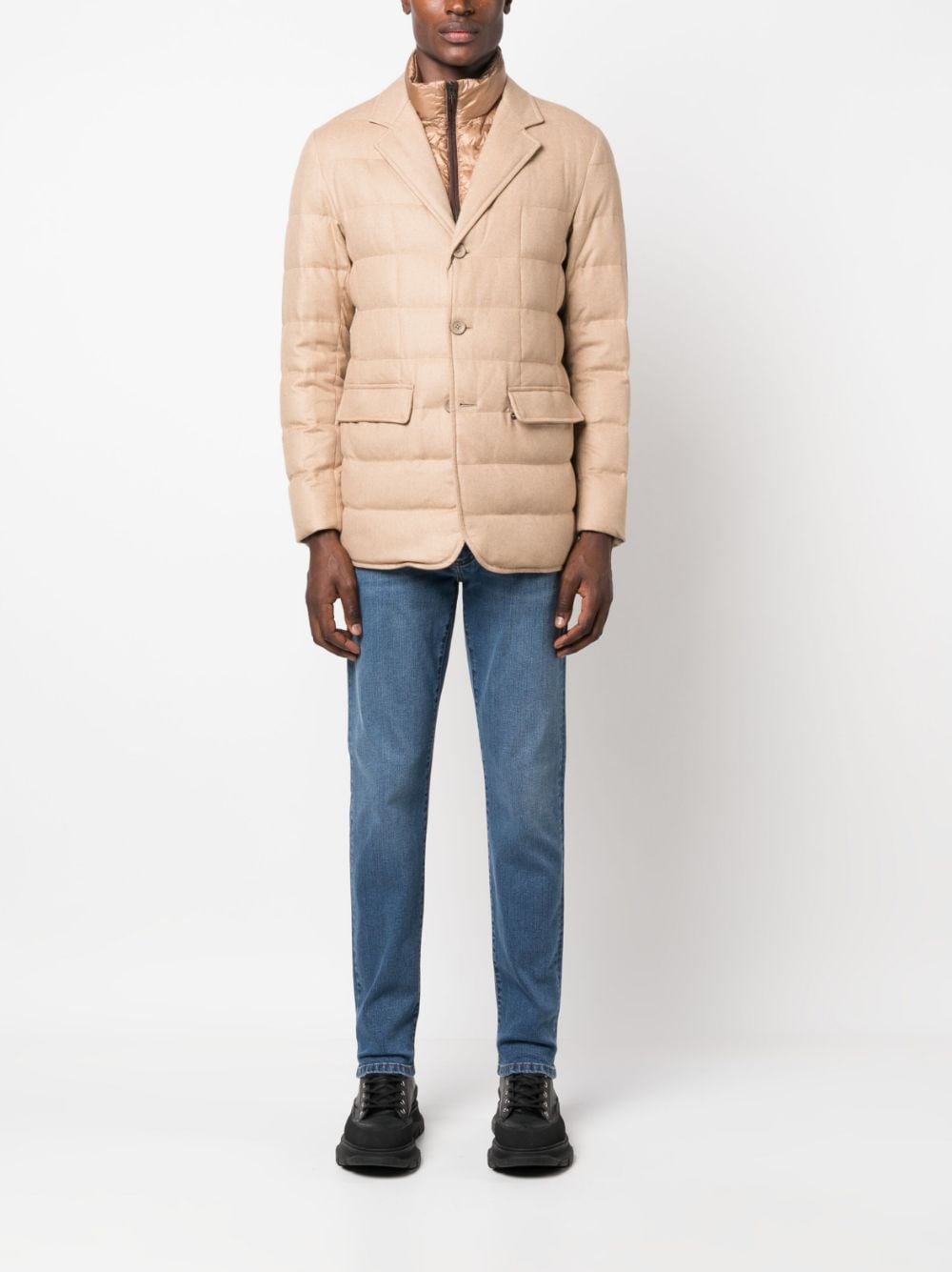 Shop Herno Spread-collar Padded Jacket In Neutrals