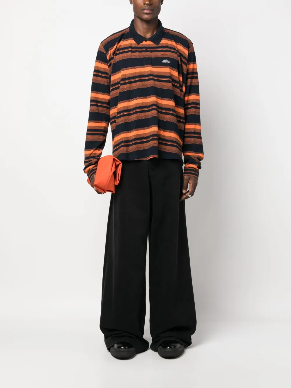 Martine Rose Striped Cotton Polo Shirt - Farfetch