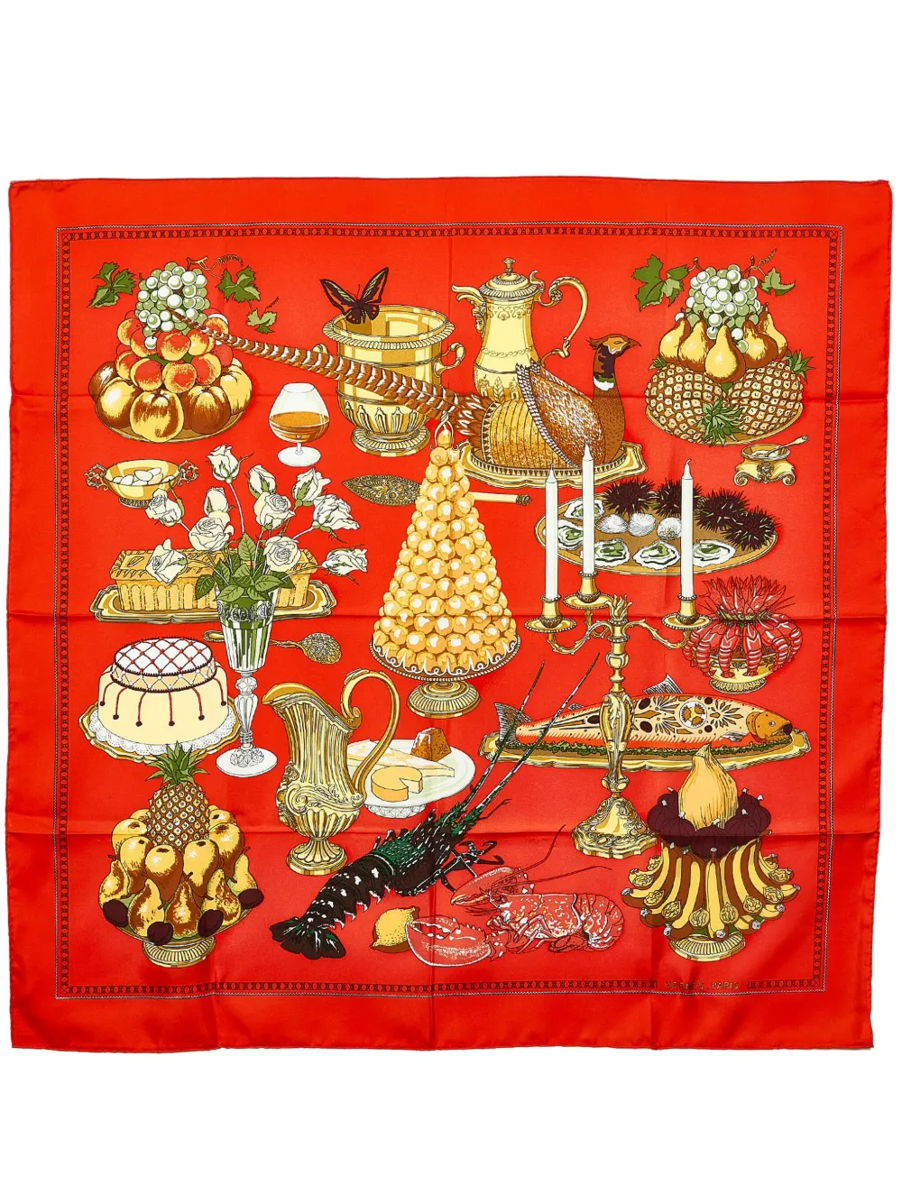 Hermès foulard en soie Gastronomie pre-owned - Rouge Top Merken Winkel