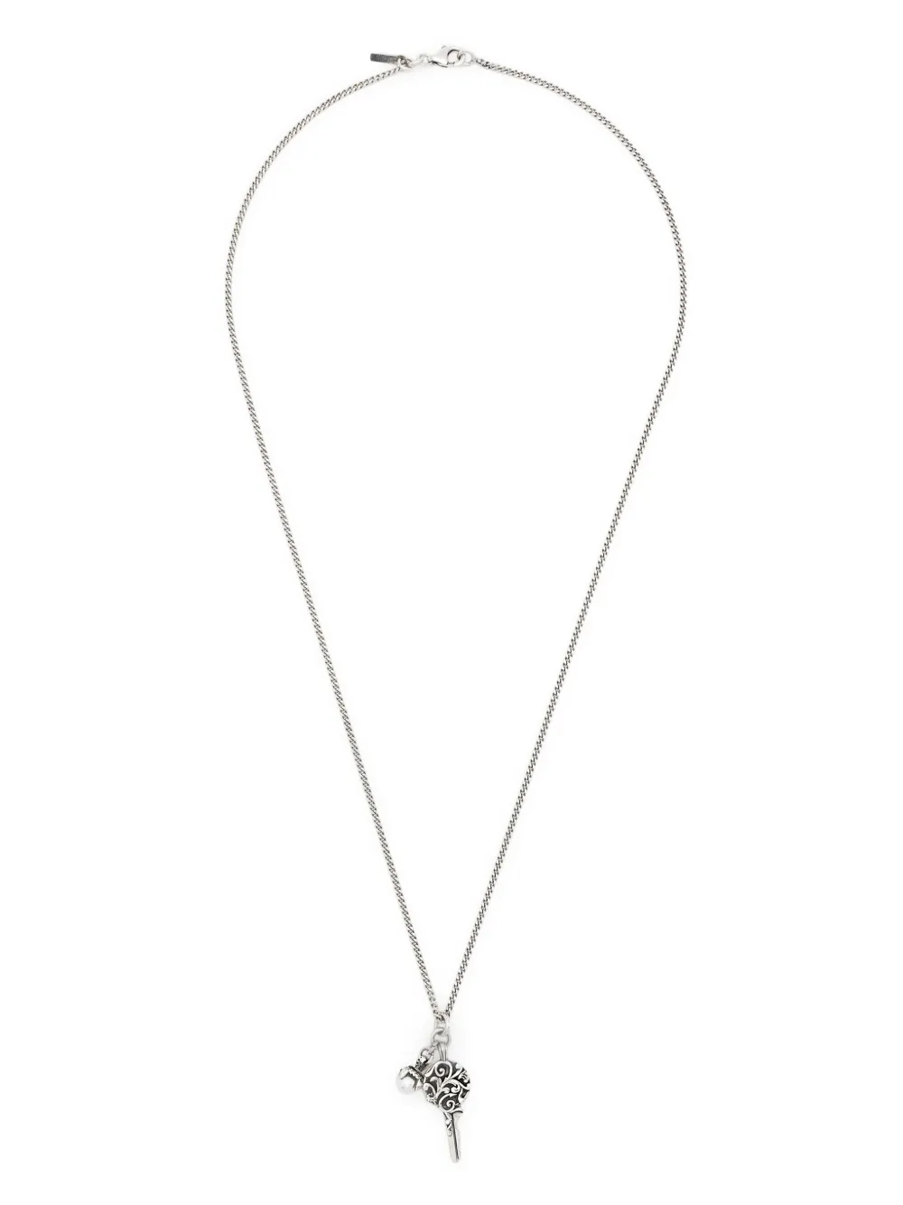 Shop Emanuele Bicocchi Arabesque Key And Pearl-pendant Necklace In Silver